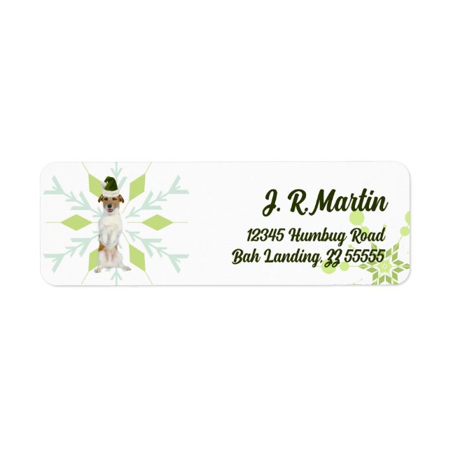 Étiquette Jack Russell Terrier Dog Green Christmas Adresse (Devant)