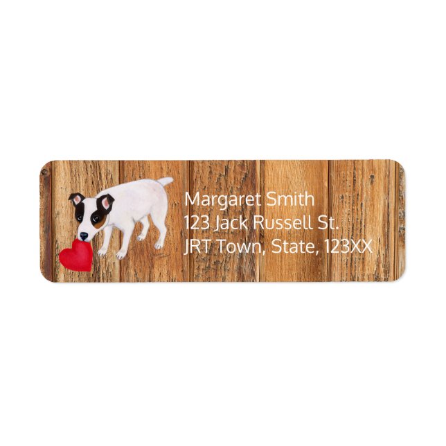 Étiquette Jack Russell Terrier Valentine Adresse Wood (Devant)