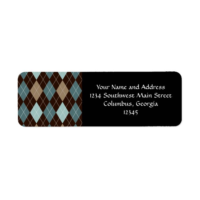 Étiquette Jacquard bleu et Brown Motif de mode (Devant)