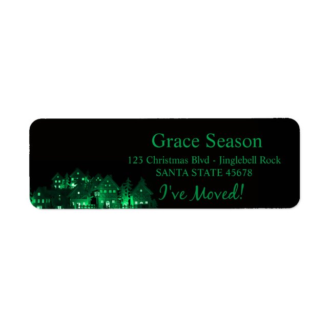 Étiquette J'ai déménagé des maisons de Noël éclairées (Devant)