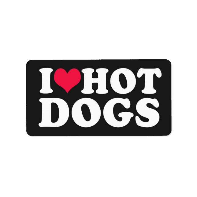 Étiquette J'Aime Les Chiens Chauds Rectangulaires  (Devant)