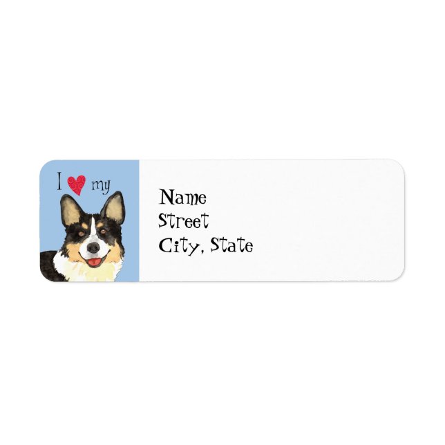 Étiquette J'aime mon Corgi gallois Cardigan (Devant)