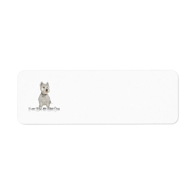Étiquette J'aime mon petit chien blanc - Westie (Devant)