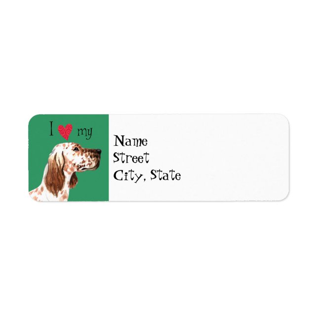 Étiquette J'aime mon Setter anglais (Devant)