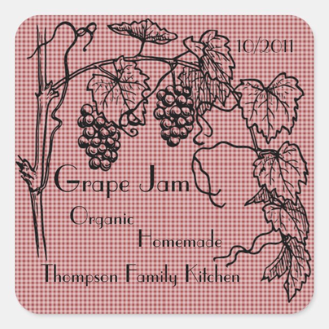 Étiquette Jar Jam Grape (Personnaliser) (Devant)