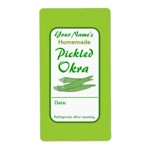 Étiquette Jar personnalisé Picked Okra Canne perso