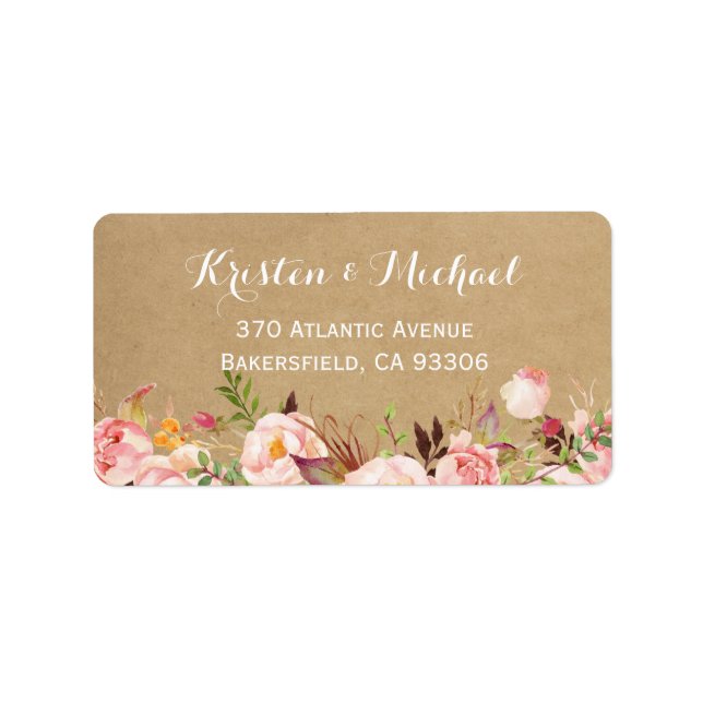 Étiquette Jardin botanique rustique Floral Kraft Mariage (Devant)