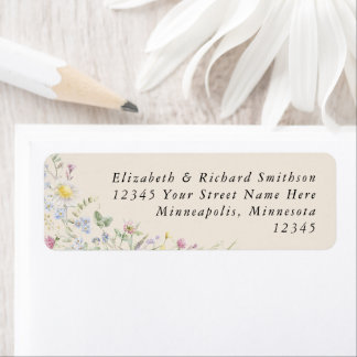 Étiquette Jardin de Fleurs Sauvages Adresse de Mariage aux T