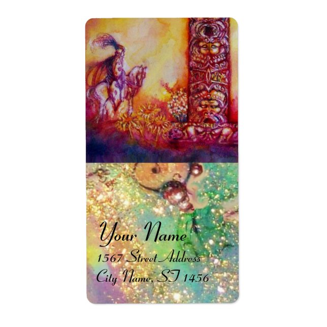 ÉTIQUETTE JARDIN DES OMBRES PERDUES / CHEVALIER ET CHEVAL (Devant)