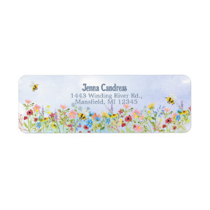 Étiquette Jardin Fleur sauvage couleur aquarelle