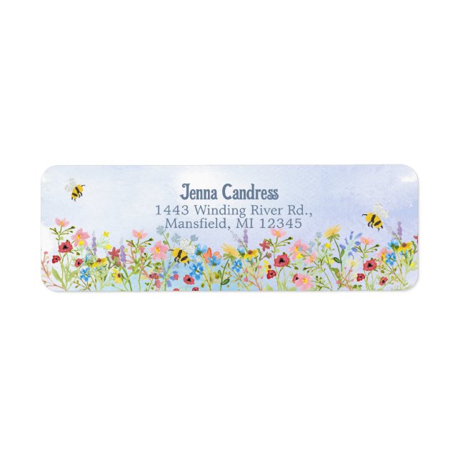 Étiquette Jardin Fleur sauvage couleur aquarelle (Devant)