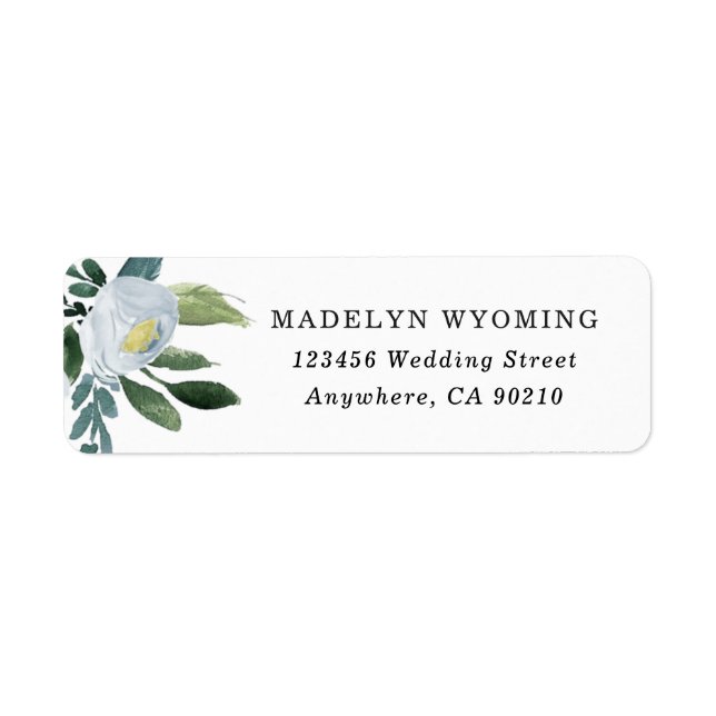 Étiquette Jardin floral bleu foncé Aquarelle Mariage rustiqu (Devant)