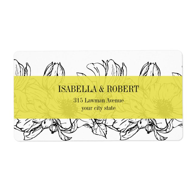 Étiquette Jardin moderne | jaune | mariage floral (Devant)