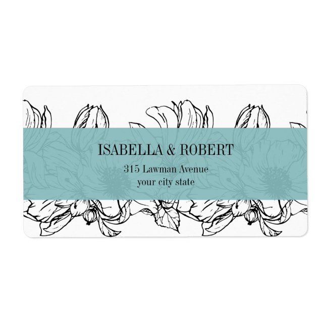 Étiquette Jardin moderne | Turquoise | mariage floral (Devant)