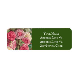Étiquette Jardin Rose victorien - Fleurs rose pastel