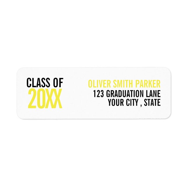 Étiquette Jaune audacieuse graduation personnalisée ANNÉE (Devant)