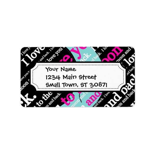 Étiquette Je t'aime à la lune et les cadeaux de retour (Devant)