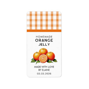 Étiquette Jelly orange maison avec à damiers motif