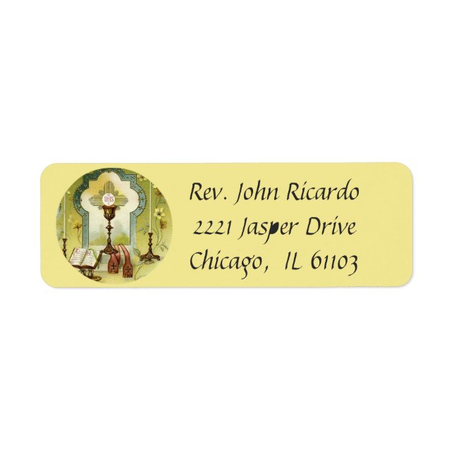 Étiquette Jésus avec l'Eucharistie et le Chalice (Devant)