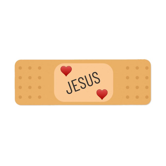 Étiquette Jésus bandaid, Jésus guérit les blessures (Devant)