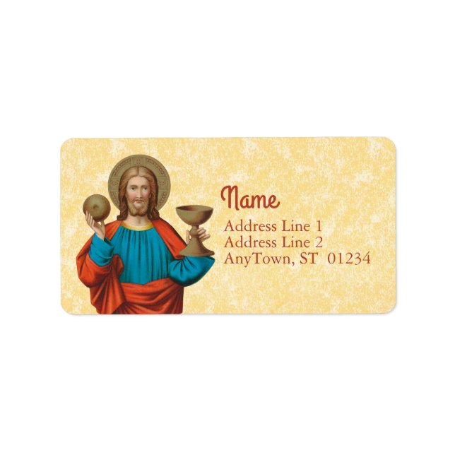 Étiquette Jésus-Christ, qui maintient l'Eucharistie (SNV 050 (Devant)