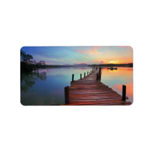 Étiquette Jetty Pier de Sunrise Lake pittoresque