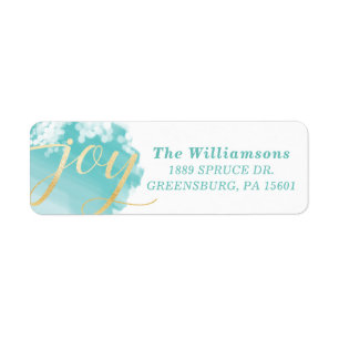 Étiquette Joie Artistic Aqua Blue Watercolor Peinture Stro