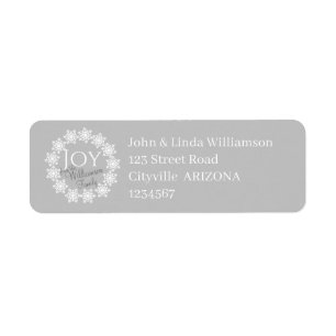 Étiquette JOIE Famille de Noël Silver Grey White Snowflake