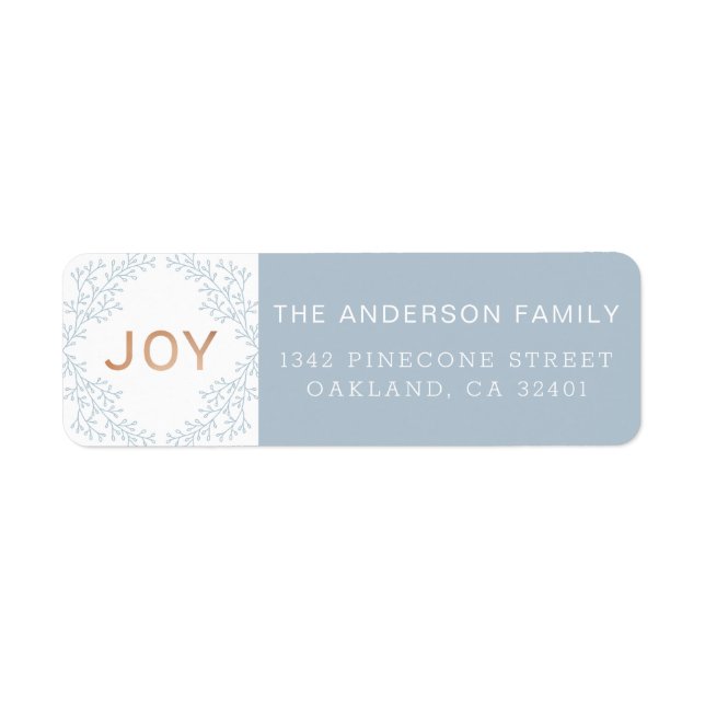 Étiquette Joie | Modern Dusty Blue Holiday Adresse (Devant)