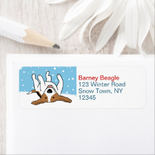 Étiquette Joli Beagle Snow Dog Holiday Adresse de retour