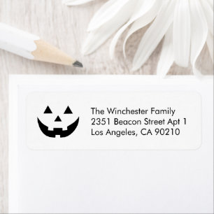 Étiquette Joli blanc Jack-o'-lantern Halloween adresse amusa