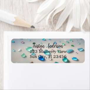 Étiquette Joli bleu et Turquoise verre de mer Personnalisé