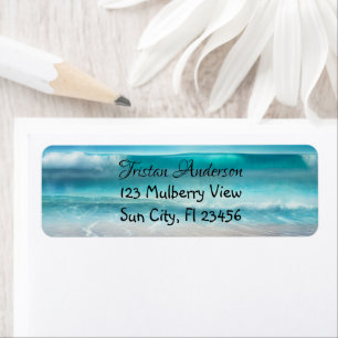 Étiquette Joli Blue Ocean Waves and Sea Glass Personnalisé