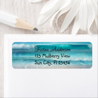 Étiquette Joli Blue Ocean Waves and Sea Glass Personnalisé