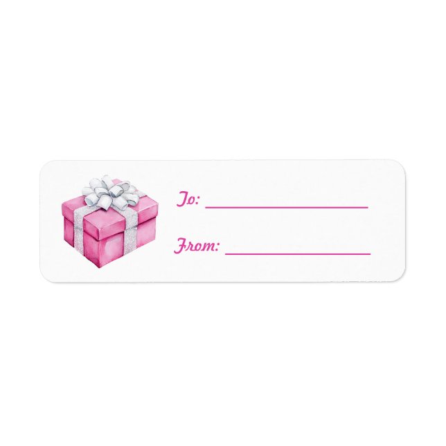 Étiquette Joli Cadeau Noël Arc Argent Rose (Devant)