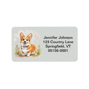 Étiquette Joli chien Corgi Pembroke Gallois Rouge