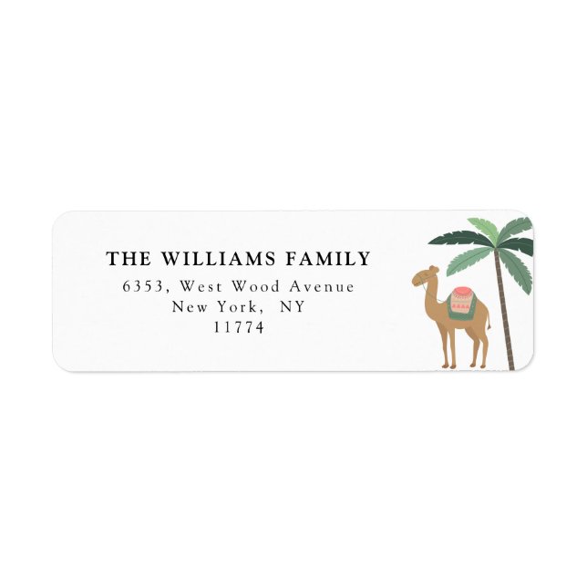 Étiquette Joli Désert Thématique Camel Palmiers Correspondan (Devant)