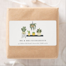 Étiquette Joli Elegant Poted Leafy Succulent Plantes Adresse
