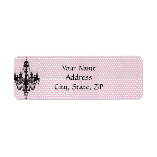 Étiquette Joli en Pois rose avec lustre noir