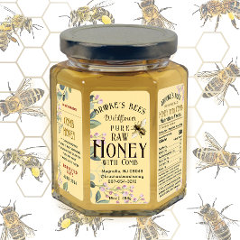 Étiquette Joli Fleurs de prairie Bee Miel Comb Hex Jar Étiqu