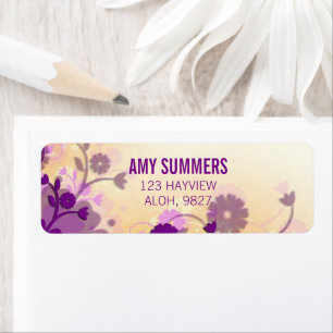 Étiquette Joli floral brun violet