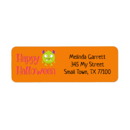 Étiquette Joli Fun Green Little Monster Adresse personnalisé