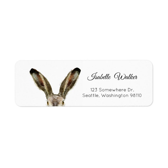Étiquette Joli lapin à l'aquarelle (Devant)