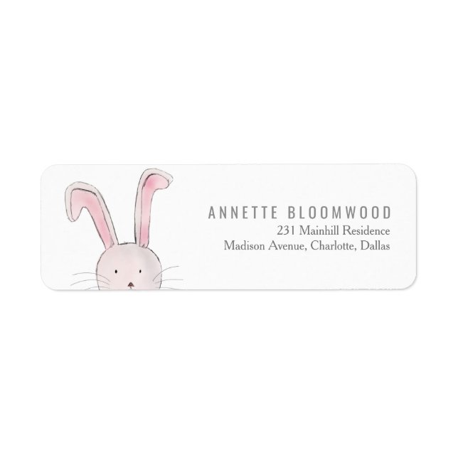 Étiquette Joli lapin Woodland rose Baby shower fille (Devant)