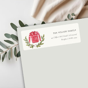 Étiquette Joli Leafy hiver Doux moche Adresse de Noël