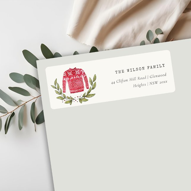 Étiquette Joli Leafy hiver Doux moche Adresse de Noël (Créateur téléchargé)