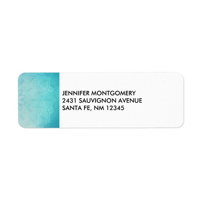 Étiquette Joli Mandala bleu Abstrait (Devant)