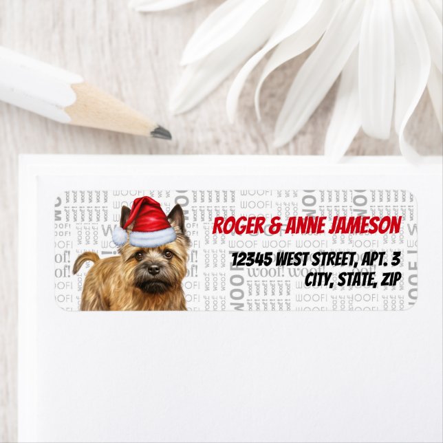 Étiquette Joli Noël Cairn Terrier Chien de retour Adresse (En situation)