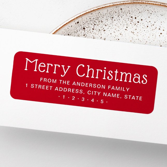 Étiquette Joli Noël rouge adresse de retour (Cute Merry Christmas red return address Label)