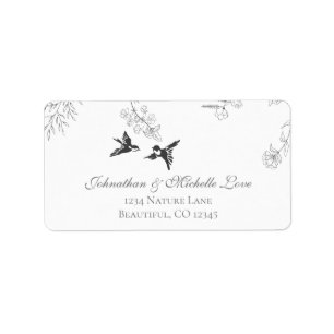 Étiquette Joli Oiseaux et Branches Floral Garden Adresse